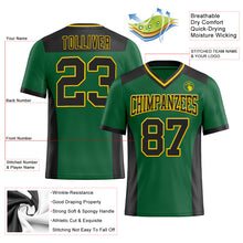 Load image into Gallery viewer, Custom Kelly Green Black-Yellow Authentic Football Jersey
