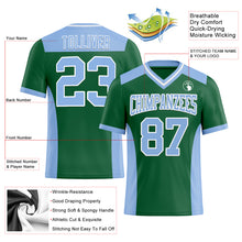 Load image into Gallery viewer, Custom Kelly Green Light Blue-White Authentic Football Jersey

