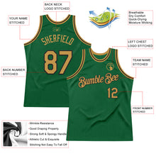 Load image into Gallery viewer, Custom Kelly Green Old Gold-Black Authentic Throwback Basketball Jersey
