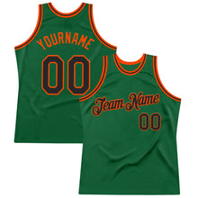 Load image into Gallery viewer, Custom Kelly Green Black-Orange Authentic Throwback Basketball Jersey
