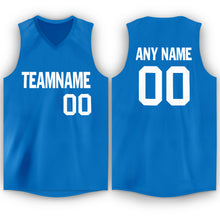 Load image into Gallery viewer, Custom Blue White V-Neck Basketball Jersey
