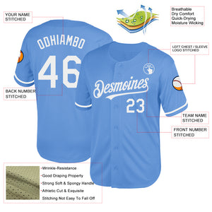 Custom Light Blue White Mesh Authentic Throwback Baseball Jersey