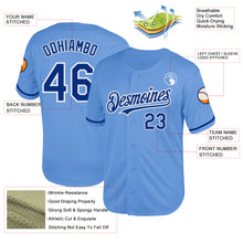 Load image into Gallery viewer, Custom Light Blue Royal-White Mesh Authentic Throwback Baseball Jersey

