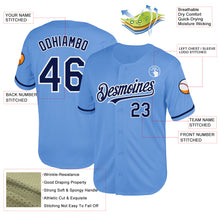 Load image into Gallery viewer, Custom Light Blue Navy-White Mesh Authentic Throwback Baseball Jersey
