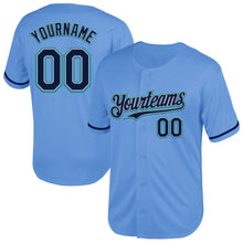Load image into Gallery viewer, Custom Light Blue Navy Gray-Teal Mesh Authentic Throwback Baseball Jersey
