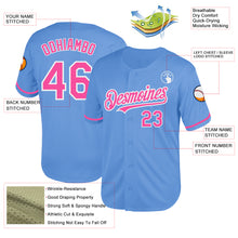 Load image into Gallery viewer, Custom Light Blue Pink-White Mesh Authentic Throwback Baseball Jersey
