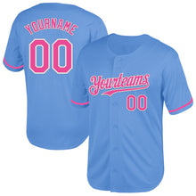 Load image into Gallery viewer, Custom Light Blue Pink-White Mesh Authentic Throwback Baseball Jersey
