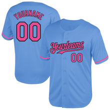 Load image into Gallery viewer, Custom Light Blue Pink-Black Mesh Authentic Throwback Baseball Jersey
