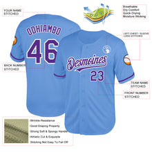 Load image into Gallery viewer, Custom Light Blue Purple-White Mesh Authentic Throwback Baseball Jersey
