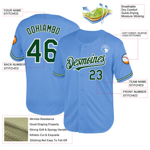 Custom Light Blue Green-White Mesh Authentic Throwback Baseball Jersey