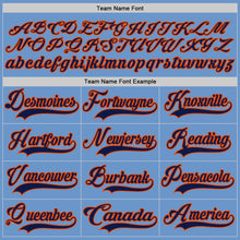 Load image into Gallery viewer, Custom Light Blue Navy-Orange Hockey Jersey
