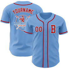 Load image into Gallery viewer, Custom Light Blue Red-White Authentic Baseball Jersey
