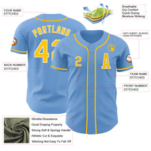 Load image into Gallery viewer, Custom Light Blue Yellow-White Authentic Baseball Jersey
