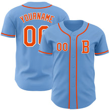 Load image into Gallery viewer, Custom Light Blue Orange-White Authentic Baseball Jersey
