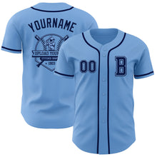 Load image into Gallery viewer, Custom Light Blue Navy Authentic Baseball Jersey
