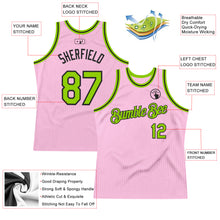 Load image into Gallery viewer, Custom Light Pink Neon Green-Black Authentic Throwback Basketball Jersey
