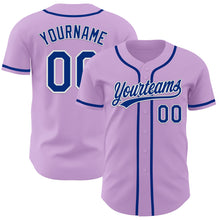 Load image into Gallery viewer, Custom Light Purple Royal-White Authentic Baseball Jersey
