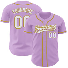 Load image into Gallery viewer, Custom Light Purple White-Old Gold Authentic Baseball Jersey
