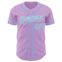 Load image into Gallery viewer, Custom Light Purple Light Blue-White Authentic Baseball Jersey
