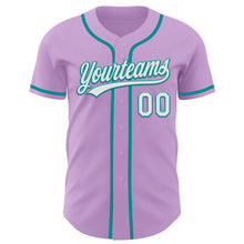 Load image into Gallery viewer, Custom Light Purple White-Teal Authentic Baseball Jersey
