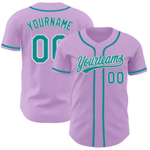 Load image into Gallery viewer, Custom Light Purple Teal-White Authentic Baseball Jersey

