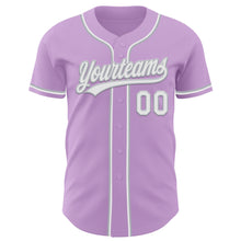 Load image into Gallery viewer, Custom Light Purple White-Gray Authentic Baseball Jersey
