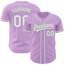 Load image into Gallery viewer, Custom Light Purple White-Gray Authentic Baseball Jersey
