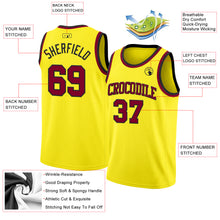 Load image into Gallery viewer, Custom Light Yellow Maroon-Black Authentic Basketball Jersey
