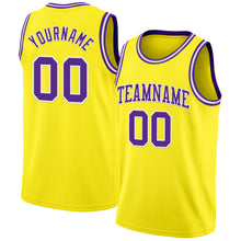 Load image into Gallery viewer, Custom Light Yellow Purple-White Authentic Basketball Jersey
