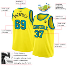 Load image into Gallery viewer, Custom Light Yellow Teal-Black Authentic Basketball Jersey
