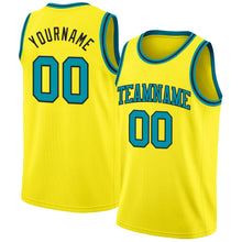 Load image into Gallery viewer, Custom Light Yellow Teal-Black Authentic Basketball Jersey
