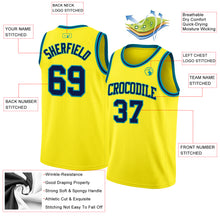Load image into Gallery viewer, Custom Light Yellow Navy-Teal Authentic Basketball Jersey
