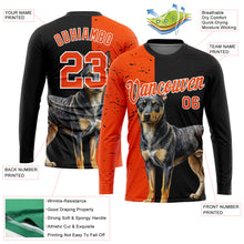 Load image into Gallery viewer, Custom Black Orange-White 3D Animal Rottweiler Dog Hunting Sleeve Performance T-Shirt

