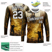 Load image into Gallery viewer, Custom Old Gold White-Black 3D Animal Deer Hunting Tool Arrow Hunter Long Sleeve Performance T-Shirt
