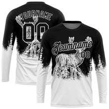 Load image into Gallery viewer, Custom Black White 3D Animal Deer Hunting Long Sleeve Performance T-Shirt

