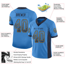 Load image into Gallery viewer, Custom Powder Blue Navy-Gold Drift Fashion Football Jersey
