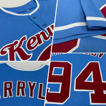 Load image into Gallery viewer, Custom Powder Blue Crimson-White Authentic Baseball Jersey
