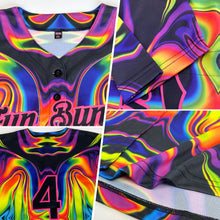 Load image into Gallery viewer, Custom 3D Pattern Design Abstract Iridescent Psychedelic Swirl Fluid Art Authentic Baseball Jersey
