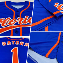 Load image into Gallery viewer, Custom Thunder Blue Orange-White Authentic Baseball Jersey
