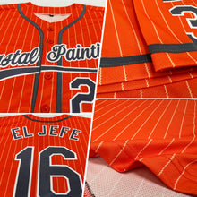 Load image into Gallery viewer, Custom Orange White Pinstripe Steel Gray Authentic Baseball Jersey
