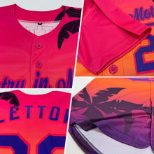 Load image into Gallery viewer, Custom Hot Pink Purple 3D Pattern Design Hawaii Palm Trees Authentic Baseball Jersey
