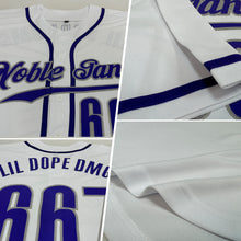 Load image into Gallery viewer, Custom White Purple-Gray Authentic Baseball Jersey
