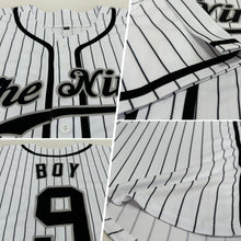 Load image into Gallery viewer, Custom White Black Pinstripe Black-Gray Authentic Baseball Jersey
