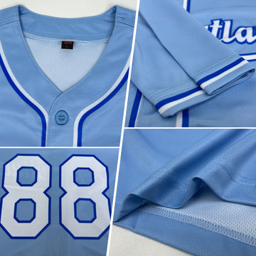 Custom Light Blue White-Royal Authentic Baseball Jersey