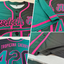 Load image into Gallery viewer, Custom Black Teal-Pink Authentic Gradient Fashion Baseball Jersey
