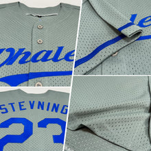 Load image into Gallery viewer, Custom Gray Royal Mesh Authentic Throwback Baseball Jersey
