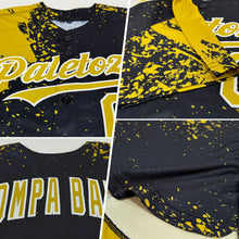 Load image into Gallery viewer, Custom Old Gold Black-White 3D Pattern Design Abstract Brush Stroke Authentic Baseball Jersey
