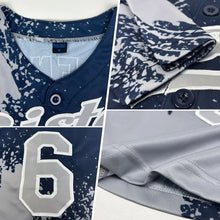 Load image into Gallery viewer, Custom Gray Navy-White 3D Pattern Design Abstract Brush Stroke Authentic Baseball Jersey

