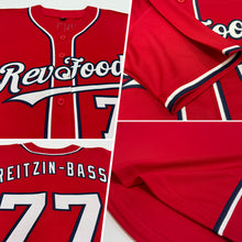 Load image into Gallery viewer, Custom Red White-Navy Authentic Baseball Jersey
