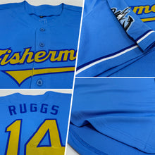 Load image into Gallery viewer, Custom Light Blue Old Gold-Royal Authentic Baseball Jersey
